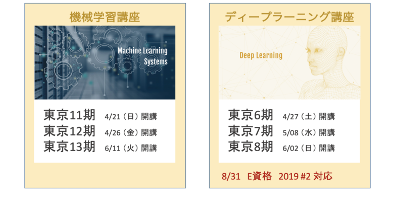 【平日開催決定！】8 /31 E資格2019 #2に向けた機械学習講座・ディープラーニング講座